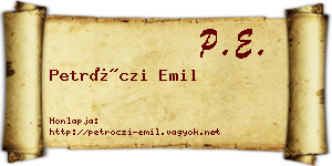 Petróczi Emil névjegykártya